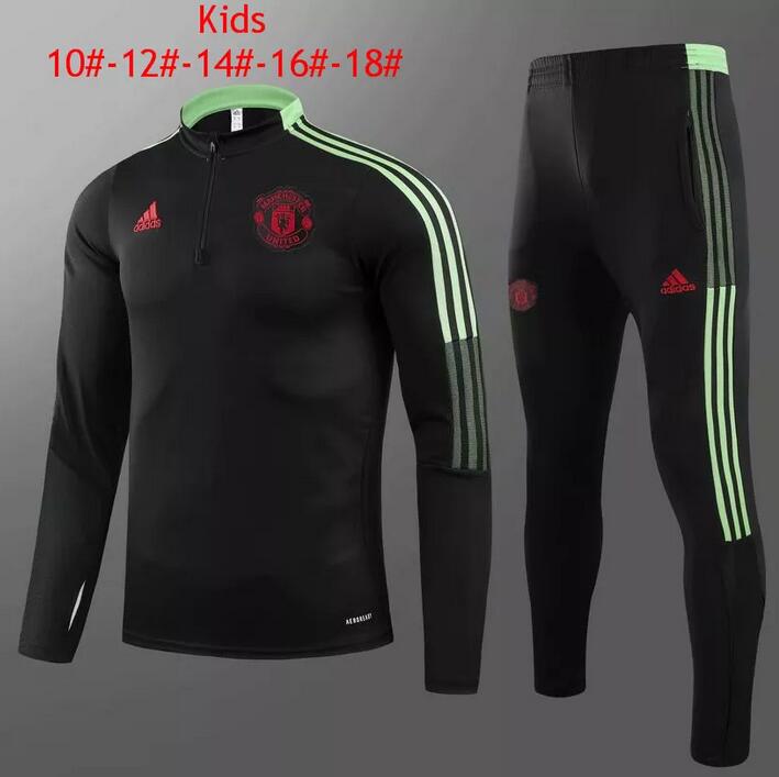 Kids Manchester United 2021/22 Black Training Suit (Sweatshirt+Pants)
